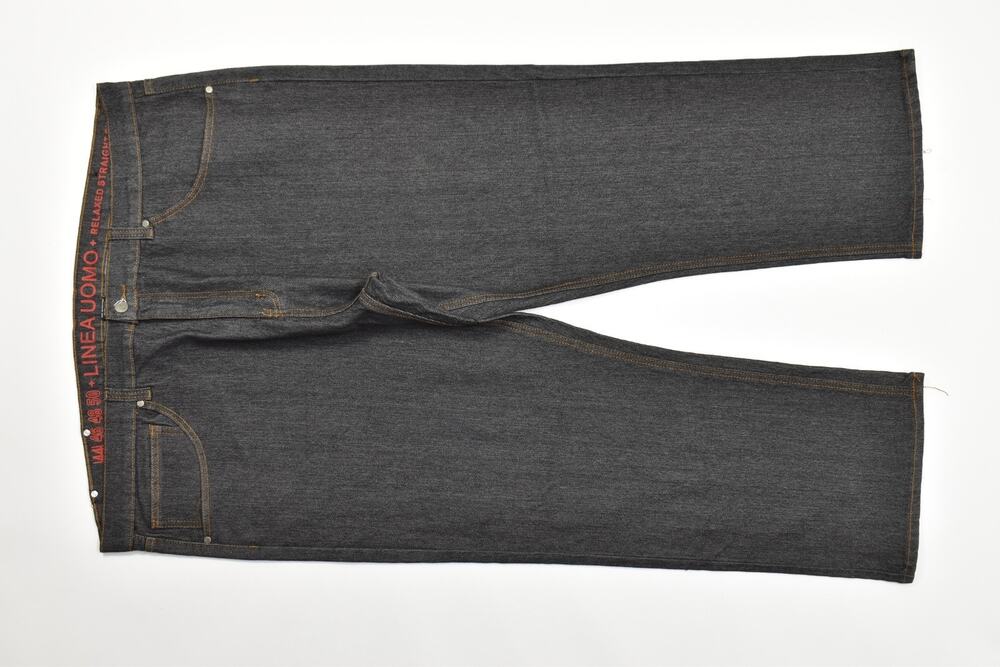 Linea Uomo Men's Relaxed Straight Jeans W44 x L30 Black Cotton Blend Stretch